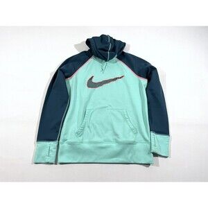 Women's NIKE Therma-Fit Swoosh Out All Time Printed Hoodie Pullover Green Sz M
